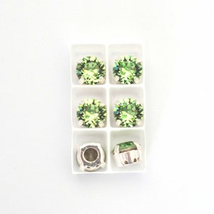 Peridot - 39SS / 8MM Sew On Crystals - Chaton Montees - Green Sliders - Great For Beading & Wire - Multiple Pack Sizes Available