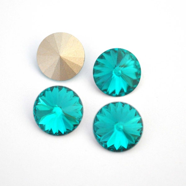 Blue Zircon 12mm Rivoli 1122 Round Preciosa Crystal - Multiple Pack Sizes Available