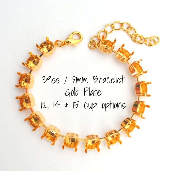 Gold Plating 8mm 39ss Empty Cup Chain Bracelet 1088 DIY Jewelry Supplies