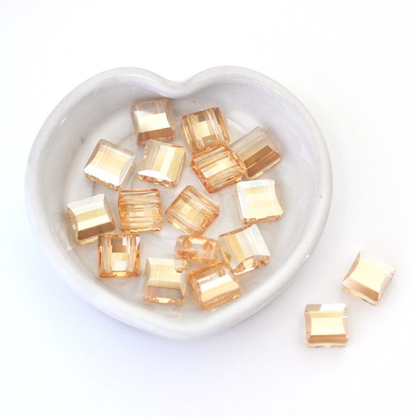 Golden Shadow 10mm Stairway Bead - 2 Hole Tile Beads -  5625 Barton Crystal - 2 & 10 Piece Packs