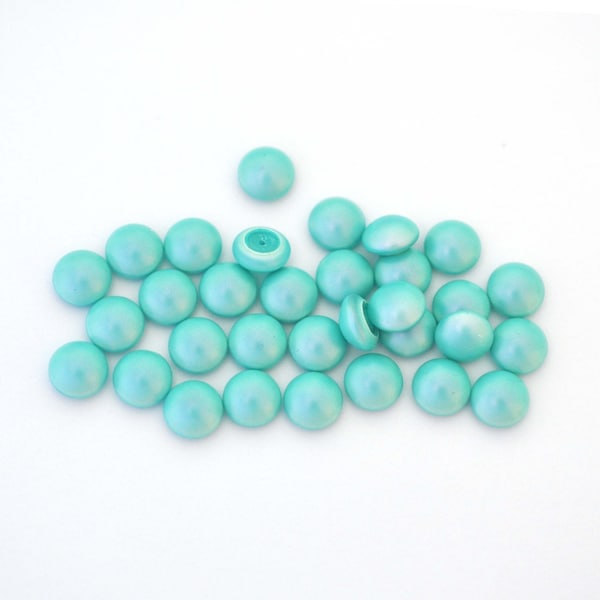 Iridescent Light Turquoise Pearl 8mm Cabochon - 5817 Barton Crystal - Fits 39SS Cup Chain! - Multiple Pack Sizes Available