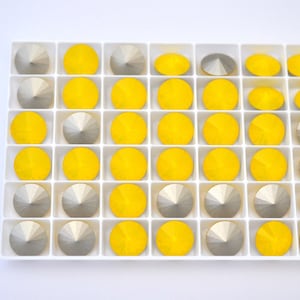 Yellow Opal 12mm Rivoli 1122 Barton Crystal, Made in Austria, Highest Quality Round Rhinestones, 12mm Cup Chain, Limited Stock! Yellow