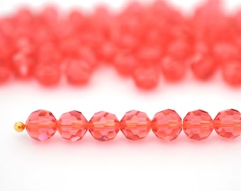 6mm Padparadscha Faceted Round Bead 5000 Crystals by Swarovski®