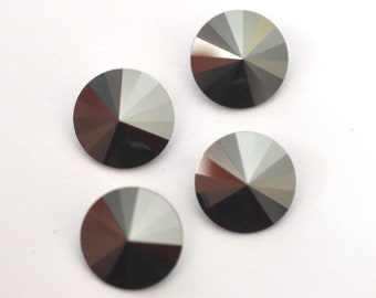 12 Pcs, 24 Pcs 27mm Jet Glacier Blue Radiant Rivoli Cabochon #FGA091