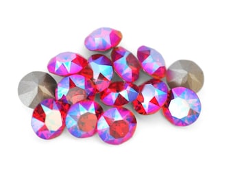 Light Siam Shimmer 39ss 1088 Round Crystals by Swarovski® 8mm Pointed Back Chatons, Cup Chain