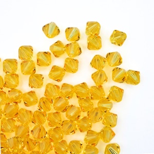 4mm & 6mm Light Topaz Bicone 5328 Barton Crystal Beads, Made In Austria, The Highest Quality! Austrian Crystal, Double Cone Shape, Yellow