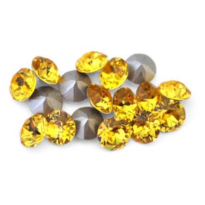 Light Topaz 39ss 1088 Barton Crystal, Made in Austria, Highest Quality Round Rhinestone Chatons Pointed Back, 8mm Cup Chain, Warm Yellow