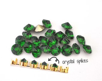 Dark Moss Green 39ss 1188 Crystal Spike Chatons 8mm Barton Crystals - Multiple Pack Sizes Available