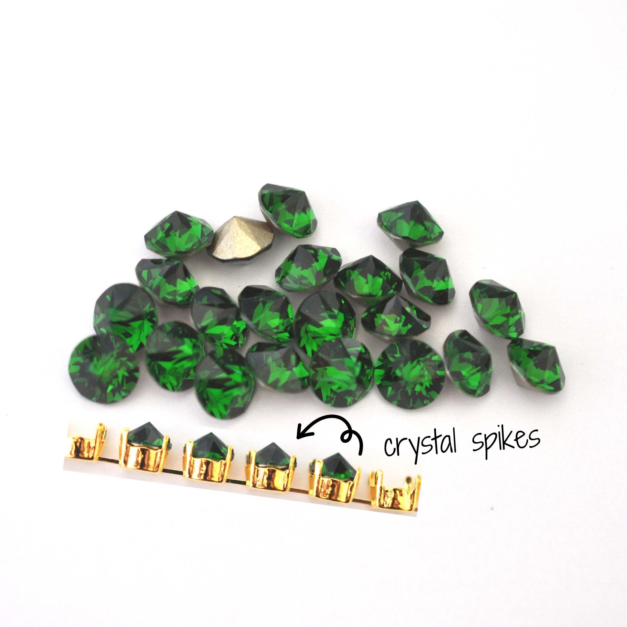 Dark Moss Green 39ss 1188 Crystal Spike Chatons 8mm Barton
