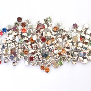 6mm Sew On Crystal Mix! (Closed Back Setting) Chaton Montees - Sliders - Great For Beading & Wire - Assorted Colors - Includes 12 Crystals