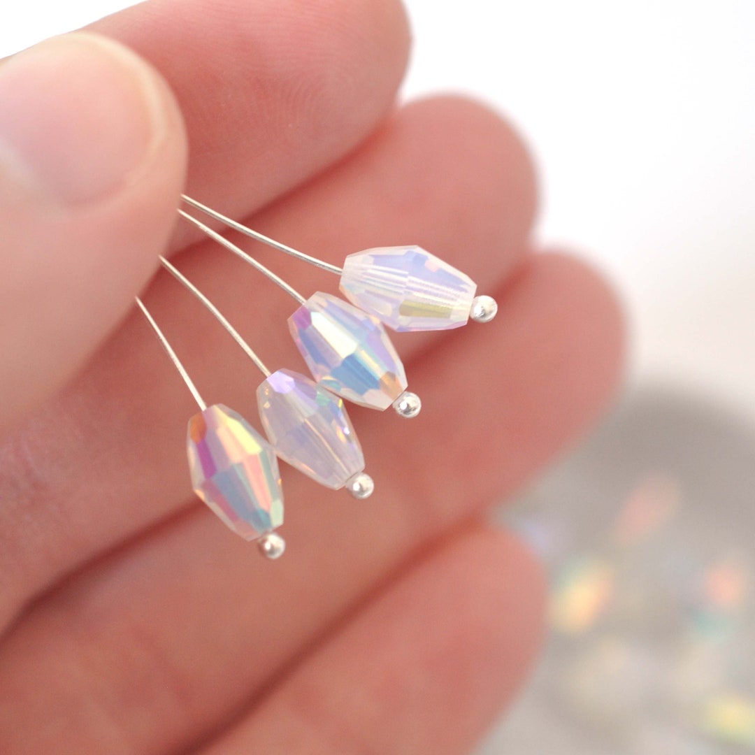 White Opal AB 9x6mm Barrel Shape Football Beads 5200 Barton Etsy