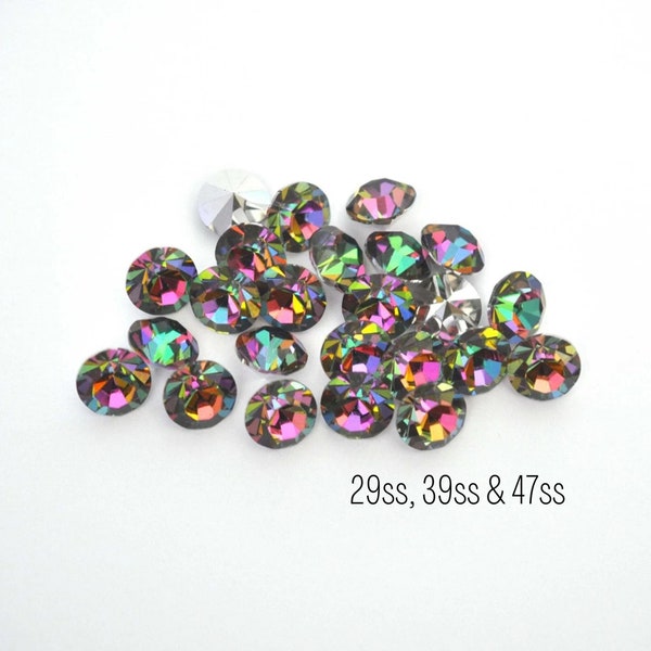 Vitrail Medium Preciosa Maxima Machine Cut Chaton - 29ss, 39ss, 47ss - 6mm, 8mm, 10.5mm Dark Rainbow Crystals - DIY Jewelry Making Supplies