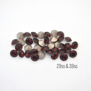 Burgundy Preciosa Maxima Machine Cut Chaton - 29ss, 39ss - 6mm, 8mm, Deep Reddish Brown Crystals - Wine Color - DIY Jewelry Making Supplies