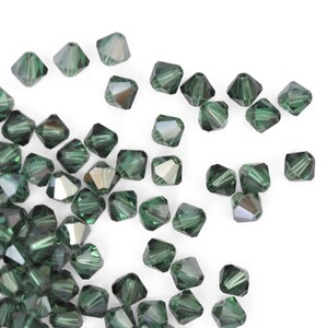 6mm Erinite Satin Bicone 5328 Barton Crystal Beads, Made In Austria, The Highest Quality! Austrian Crystal, Green
