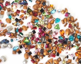 Tiny Fancy Shapes Point Back Austrian Crystal Mix, Lots of Shapes, Sizes, Colors, Nail Art, Crystal Clay, Jewelry Repair - 50 Piece Mix