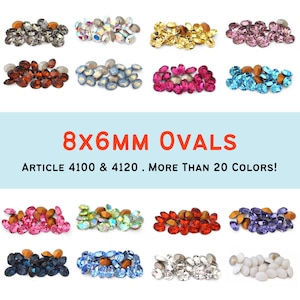 8x6MM Oval Shape 4100 & 4120 Barton Crystal Rhinestones, Made In Austria, The Best Quality! Lots of Colors! Small Rectangle, Jewelry Repair