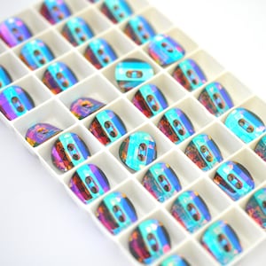 Volcano Glacier Blue 14mm Checker Top Crystal Buttons - 3016 Barton Crystal - Round Button - Multiple Pack Sizes Available