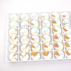 Shimmer 12mm Rivoli 1122 Round Glass Rhinestones, DIY Craft Crystals - 2 Pieces