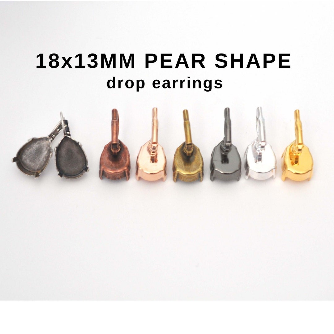 メッキをお選びください！18 x 13 mm ペアシェイプドロップイヤリング
