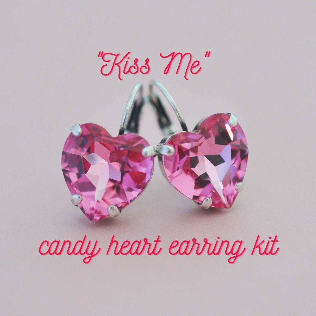 Kiss Me Candy Heart KIT Collection Rose Heart Earrings Etsy