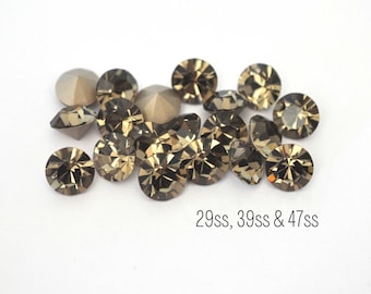 Black Diamond Preciosa Maxima Machine Cut Chaton - 29ss, 39ss, 47ss - 6mm, 8mm, 10.5mm Gray, Grey Crystals - DIY Jewelry Making