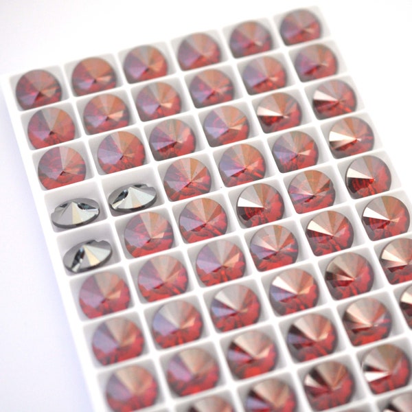 Red Magma 10mm Rivoli Style Crystal Buttons - 3015 Barton Crystal -  Round Button - Multiple Pack Sizes Available