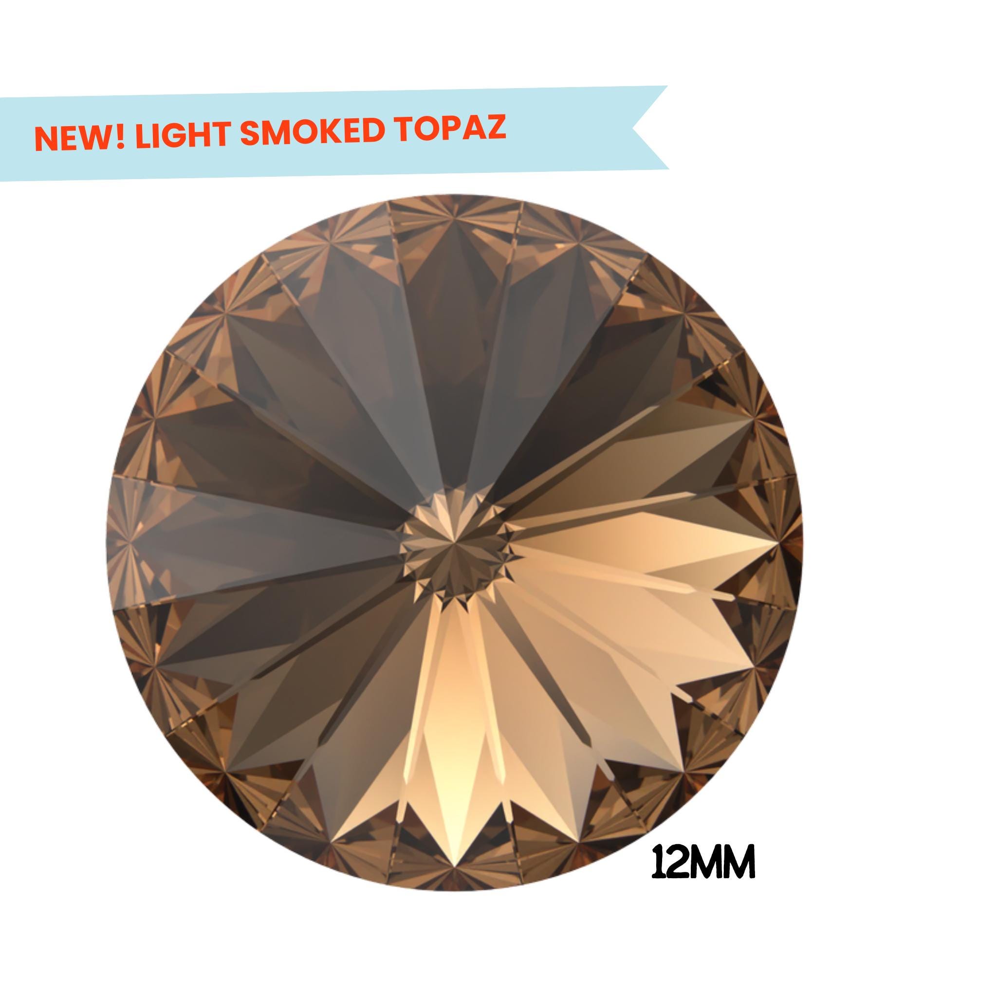Light Smoked Topaz 12mm 1122 Rivoli Round Crystals by Swarovski