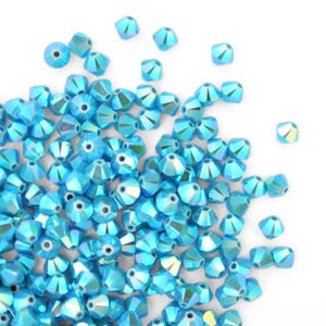 4mm Turquoise AB 2X Bicone 5328 Barton Crystal Beads, Made In Austria, The Highest Quality! Austrian Crystal, Double Cone Shape