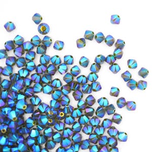 4mm Olivine AB2X Bicone 5328 Barton Crystal Beads, Made In Austria, The Highest Quality! Austrian Crystal, Double Cone Shape