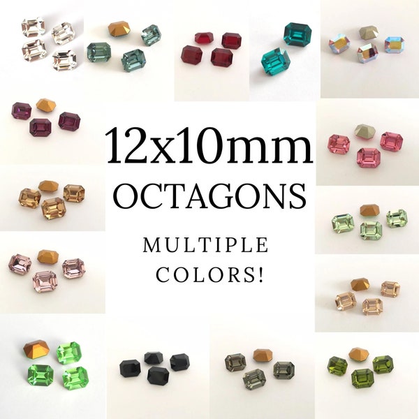 Multiple Color Options - 12x10mm Octagon Shape 4600/4610 Barton Crystal Rhinestones - Multiple Pack Sizes Available