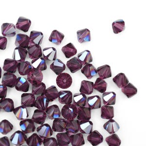 6mm Amethyst Moonlight Bicone 5328 Barton Crystal Beads, Made In Austria, The Highest Quality! Austrian Crystal, Double Cone Shape, Purple