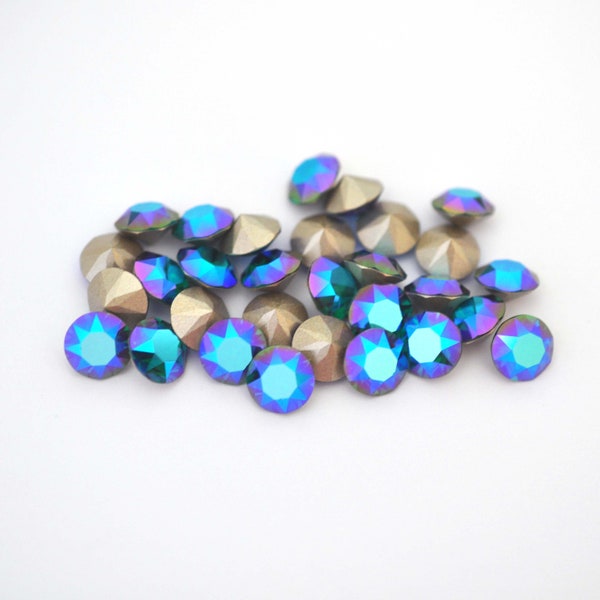 Emerald Blue AB 39ss 1088 Chatons 8mm Barton Crystals - Multiple Pack Sizes Available