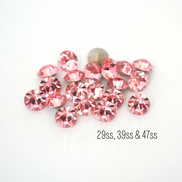 Light Rose Preciosa Maxima Machine Cut Chaton - 29ss, 39ss, 47ss - 6mm, 8mm, 10.5mm Light Pink Crystals - DIY Jewelry Making Supplies