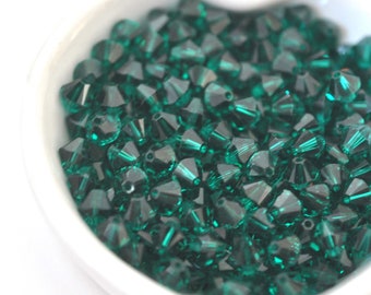 Emerald 4mm, 6mm & 8mm Bicone Beads, Barton Crystal - Bicones Article 5328 - Multiple Pack Sizes Available