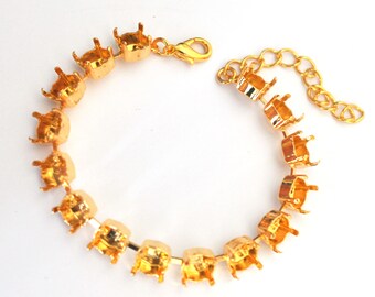 水晶K18 18k Gold Plated 8mm, 39ss Empty Cup Chain Bracelet 1088