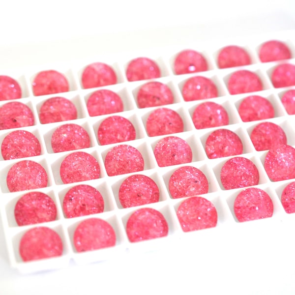 Raspberry Ice 12mm Rivoli Round Glass Rhinestones, DIY Craft Crystals - North Star Crystals - Multiple Pack Sizes Available