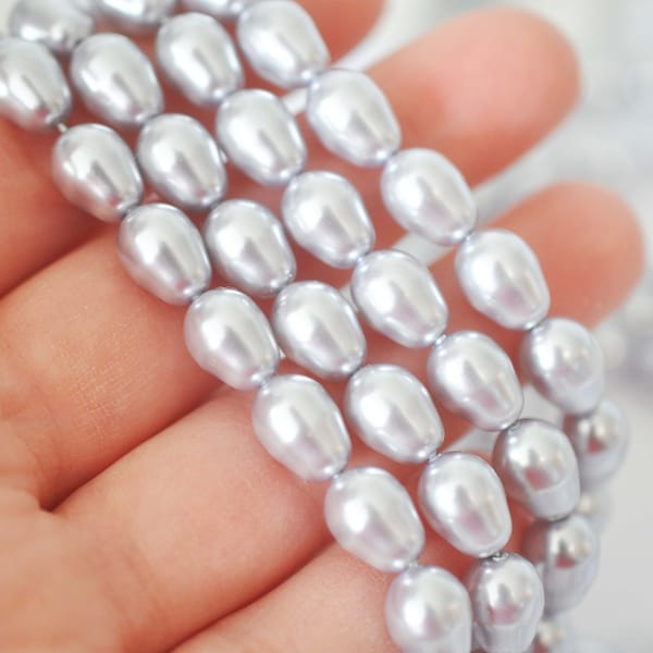 Metallic Lavender Crystal Pearls 11x10mm 5821 Barton Crystal Pearl Beads, Glass Pearls - Vegan Pearls - Multiple Pack Sizes
