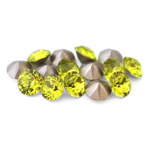Citrus Green 39ss 1088 Round Crystals by Swarovski® 8mm Pointed Back Chatons, Cup Chain