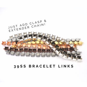 15 Setting Cup Chain Bracelet Links 8mm/39ss with Soldered Tabs - DIY Jewelry Supplies - Choose Your Plating - 1 Bracelet Link