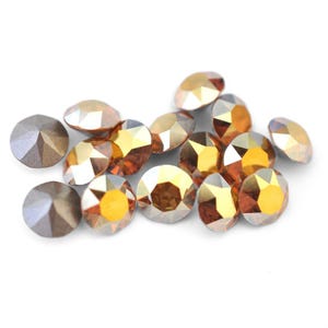 Metallic Sunshine 39ss 1088 Barton Crystal, Made in Austria, Highest Quality Round Rhinestone Chatons, 8mm Cup Chain, Metallic Yellow