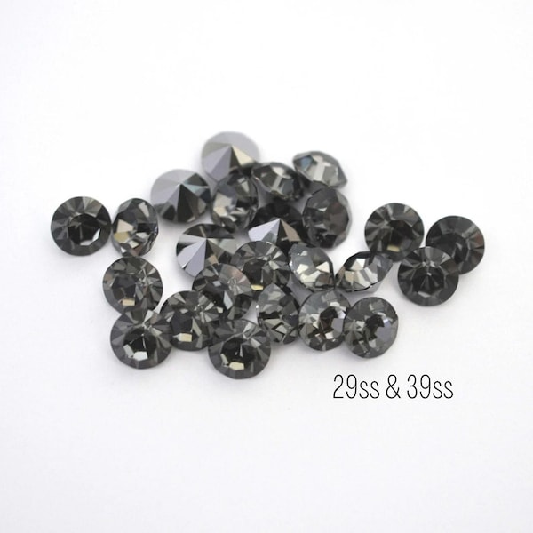 Nightfall Preciosa Maxima Machine Cut Chaton - 29ss, 39ss - 6mm, 8mm, Black Crystals - DIY Jewelry Making Supplies