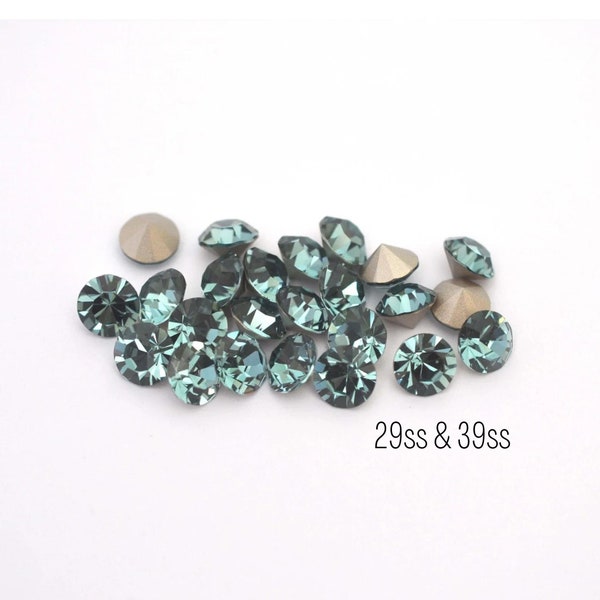 Smoked Sapphire Preciosa Maxima Machine Cut Chaton - 29ss, 39ss - 6mm, 8mm, Gray Blue Crystals - DIY Jewelry Making Supplies