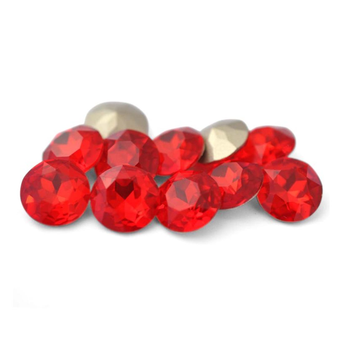 Bright Red 12mm Chaton Round Glass Rhinestones, DIY Craft Crystal ...