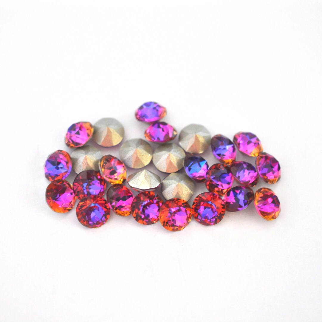 Pink Sunset 8mm Chatons Round Glass Rhinestones, DIY Craft Crystals ...