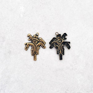 Antique Brass Ox Scarecrow Brass Charm Stamping -  Halloween Pendant - Spooky - Jewelry Supplies - ABB201