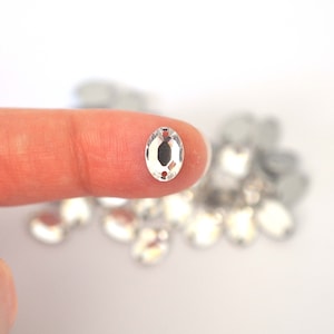 Clear Crystal 10x7mm Oval Shape 2 Hole TABLE CUT, TTC Sew On Stones - 3212/2 Barton Crystal - Multiple Pack Sizes Available