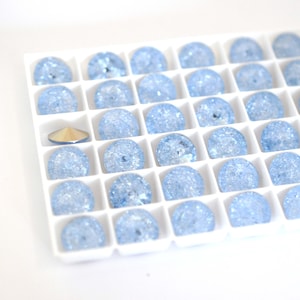 Pale Blue Ice 12mm Rivoli Round Glass Rhinestones, DIY Craft Crystals - 2 Pieces