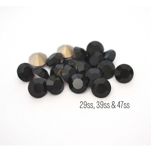 Jet Black Preciosa Maxima Machine Cut Chaton - 29ss, 39ss, 47ss, 6mm, 8mm, 10.5mm Black Crystals - DIY Jewelry Making Supplies