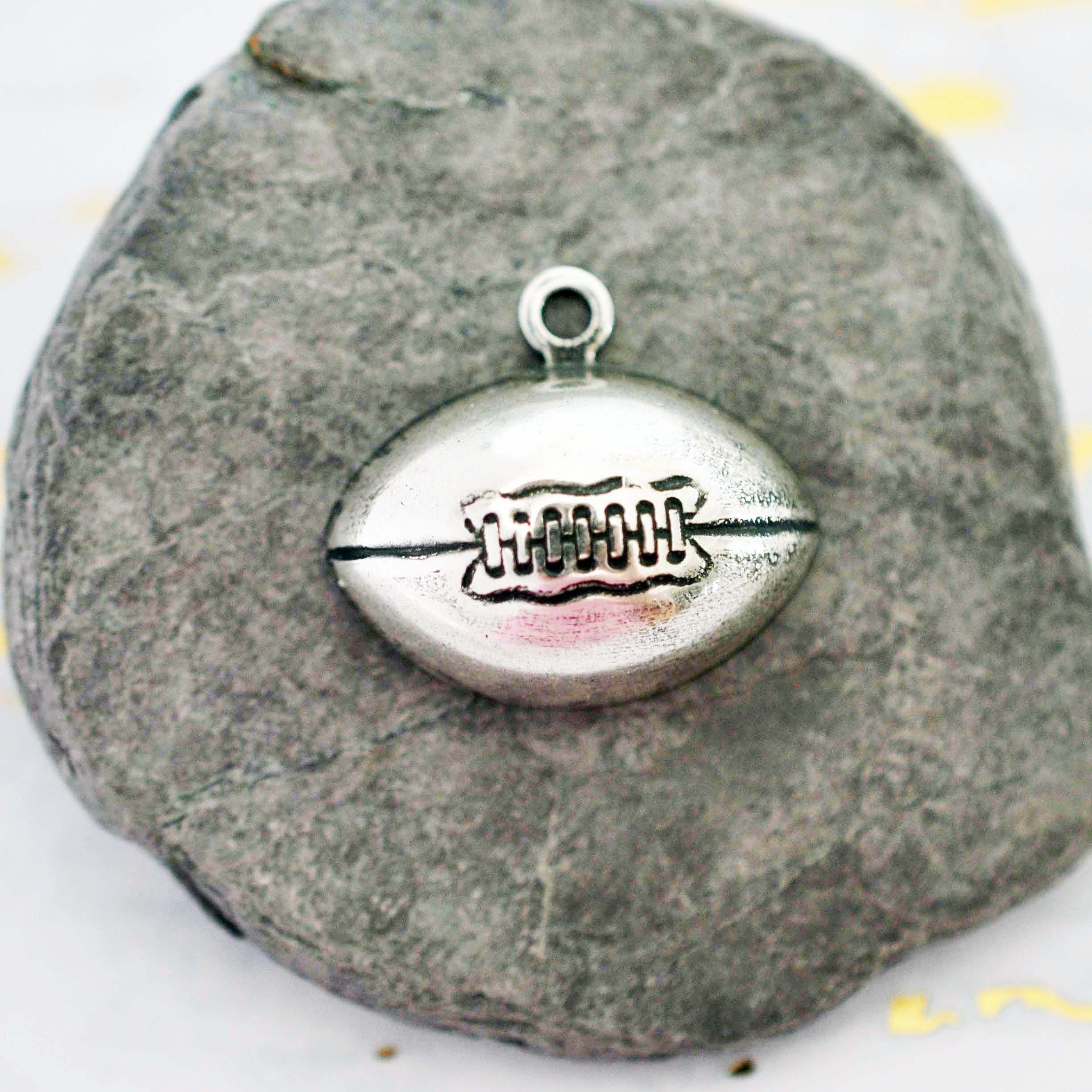Antique Silver Ox Football Brass Charm Stamping - Game Day Finding - American Football Pendant - Made In The USA - Jewelry Making - ASB114