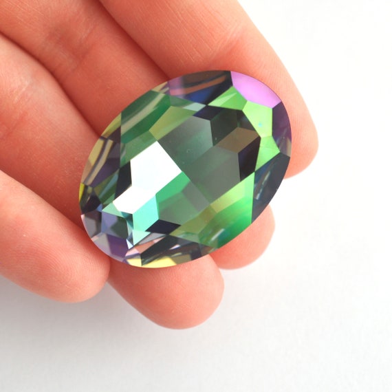 39x28mm Aquamarine Purple Haze Oval 4127 Austrian Crystal, Made in